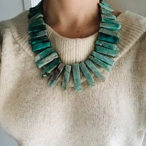 Turquoise stone fan necklace